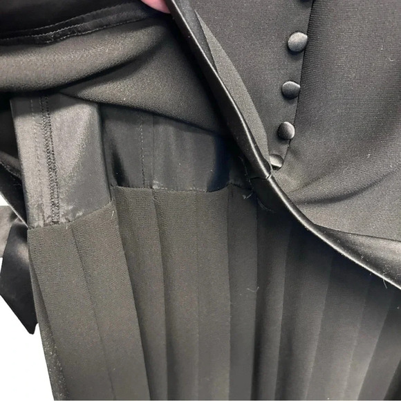 Talbots Black Pleated-Skirt Drop Waist Midi Dress with Bow Detail Size 8 - Picture 5 of 10